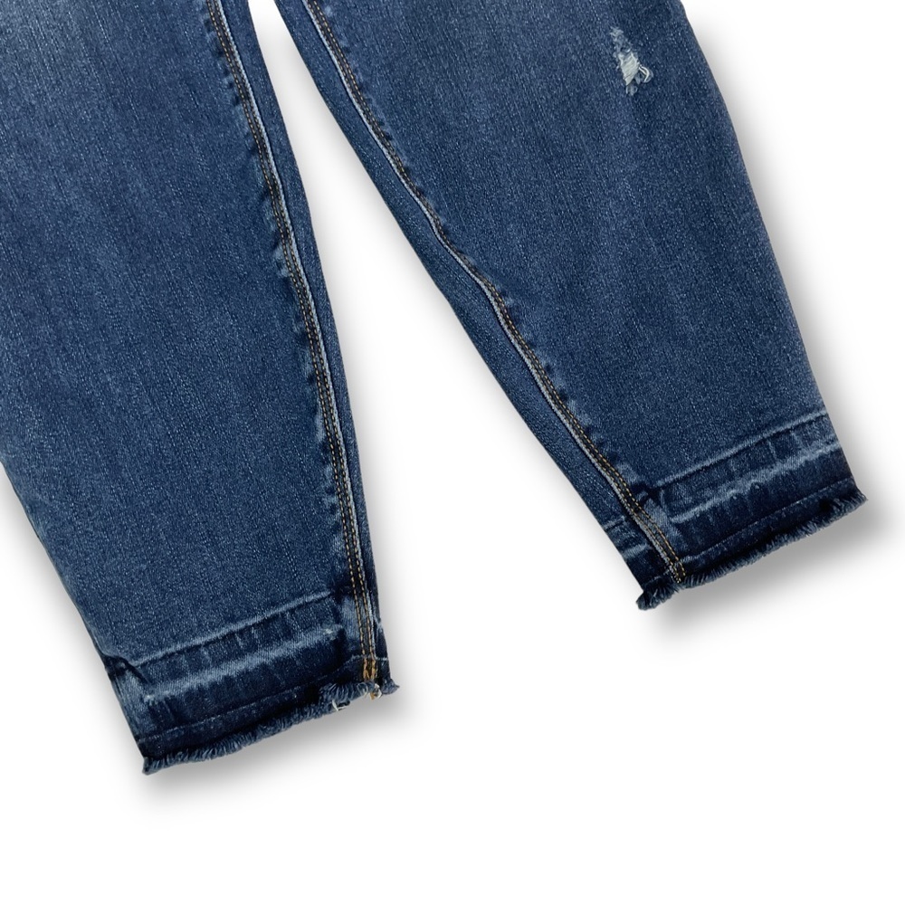 Spanx Distressed Skinny Released Hem Dark Wash Jeggings Sz M - Picture 10 of 12